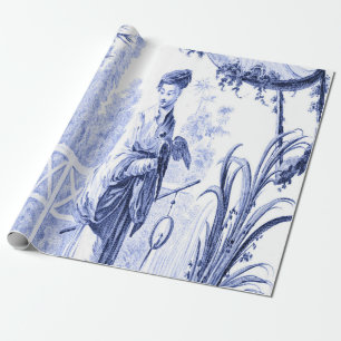 Papel De Regalo Chinoiserie china azul y blanca