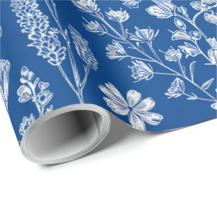 Papel De Regalo Chinoiserie decoupage azul y blanco
