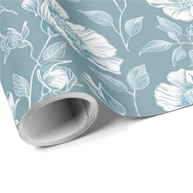 Papel De Regalo Chinoiserie decoupage verde y blanco (Esquina del rollo)