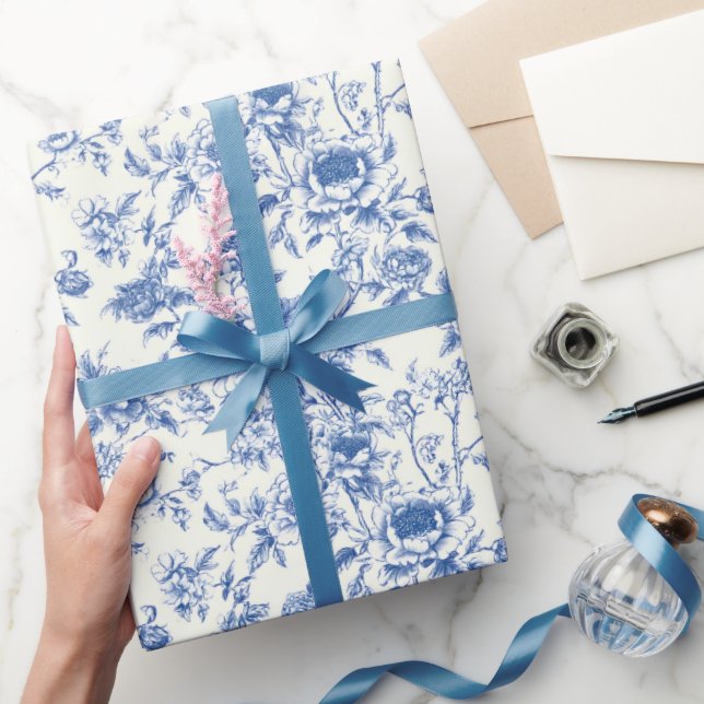 Papel De Regalo Chinoiserie Floral Flowers Birthday Shower Boda (Regalar)