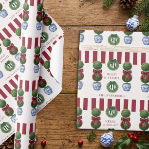 Papel De Regalo Chinoiserie Grandmillennial Topiaria Raya de Lazo 