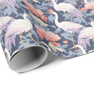 Papel De Regalo Chinoiserie Navy Floral Egret