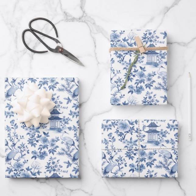 Papel de regalo chinoiserie, papel de regalo flora (Anverso)