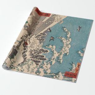 Papel De Regalo Chinoiserie Ukiyo-e Paisaje Japonés de Invierno co