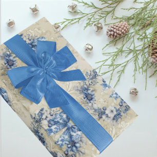 Papel De Regalo Chinoiserie Vintage Azul Blanco Damask de Fiesta