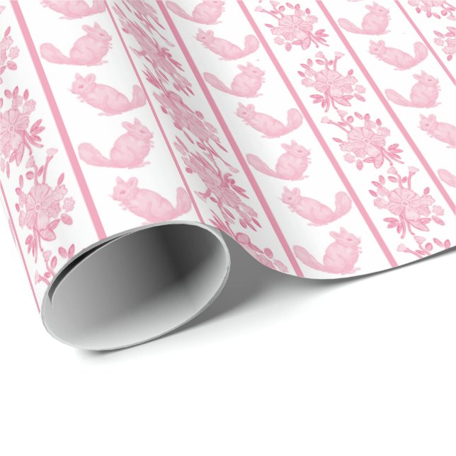 Papel De Regalo Chintzy Chinchilla Wrapping Paper (Pink) (Esquina del rollo)