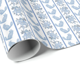 Papel De Regalo Chintzy Chinchilla Wrapping Paper (Slate Blue)