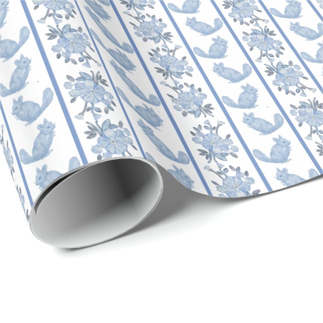 Papel De Regalo Chintzy Chinchilla Wrapping Paper (Slate Blue)  (Esquina del rollo)