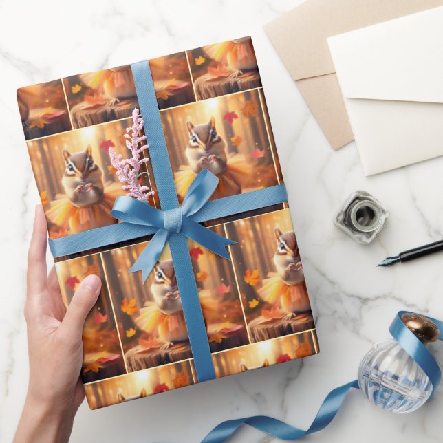 Papel De Regalo Chipmunks otoñales con corazón (Regalar)