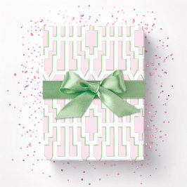 Papel De Regalo Chippendale Fret en Rosa y Verde