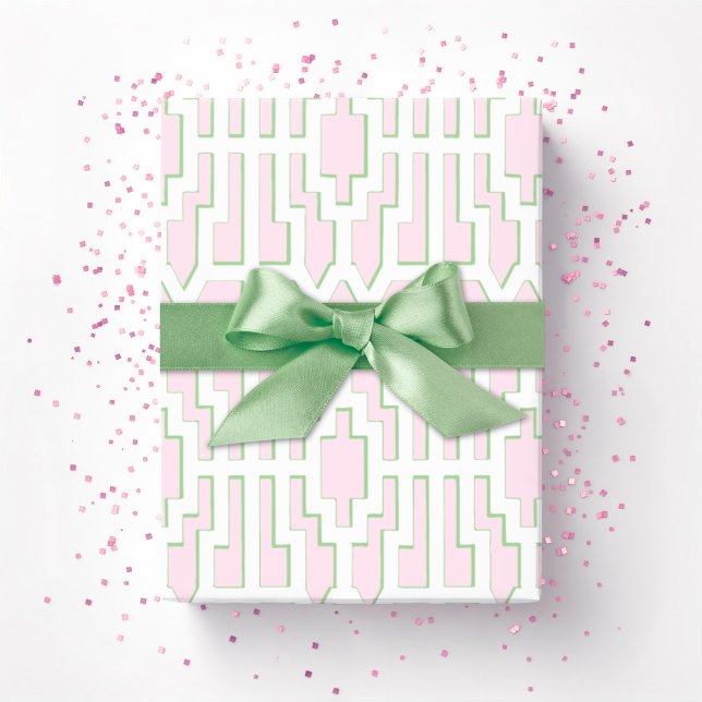 Papel De Regalo Chippendale Fret en Rosa y Verde (Subido por el creador)
