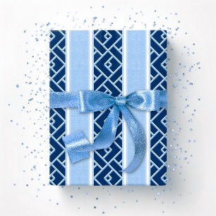 Papel De Regalo Chippendale Stripe en Azul Índigo