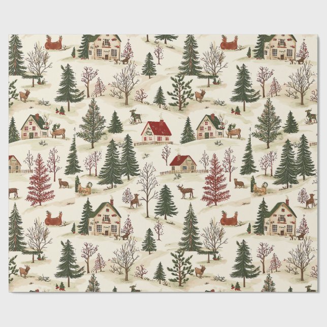 Papel De Regalo Chirstmas Vintage Village  (Superficie plana)