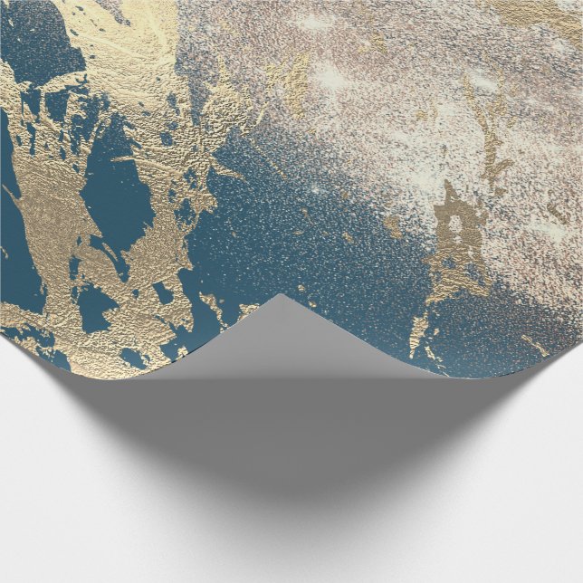 Papel De Regalo Chispa de Purpurina de Rosa de mármol de oro acuát (Esquina)