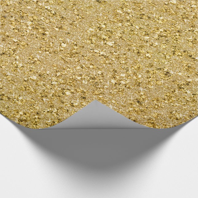 Papel De Regalo Chispas del oro - oro Jeweled falso Glitter1 (Esquina)
