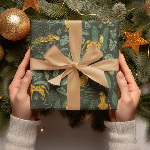 Papel De Regalo Chitas amarillas Plantas verdes tropicales de selv