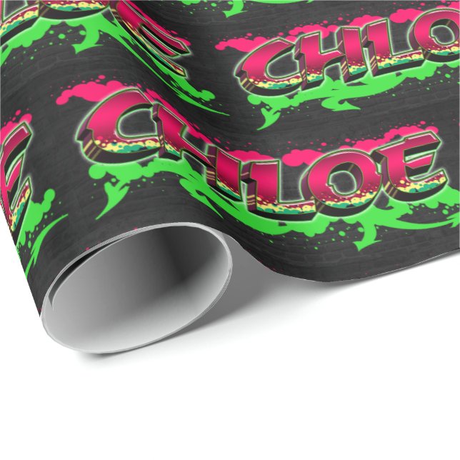Papel De Regalo Chloe Vorname Name Graffiti red green (Esquina del rollo)