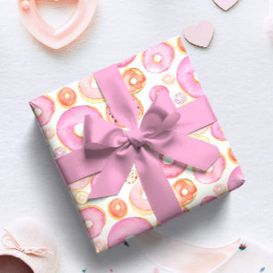 Papel De Regalo Chocolate Acuarela Rosado Cumpleaños Niña