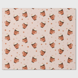 Papel De Regalo Chocolate Caliente Acogedor - Patrón de Taza Adora