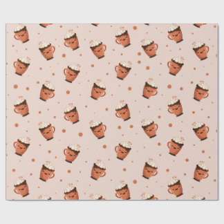 Papel De Regalo Chocolate Caliente Acogedor - Patrón de Taza Adora