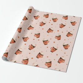Papel De Regalo Chocolate Caliente Acogedor - Patrón de Taza Adora