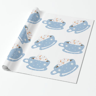 Papel De Regalo Chocolate caliente con los muñecos de nieve