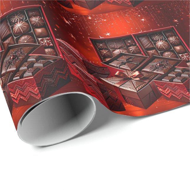 Papel De Regalo Chocolate Candy Holiday Wrapping Paper (Esquina del rollo)