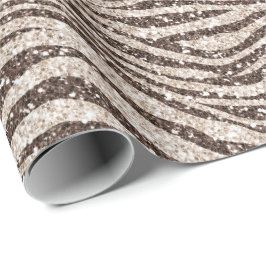 Papel De Regalo Chocolate crema marrón Rubor Purpurina cebra