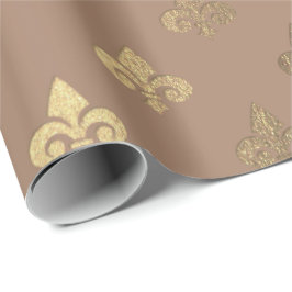 Papel De Regalo Chocolate Sepia Gold Metallic Fleur-de-lis