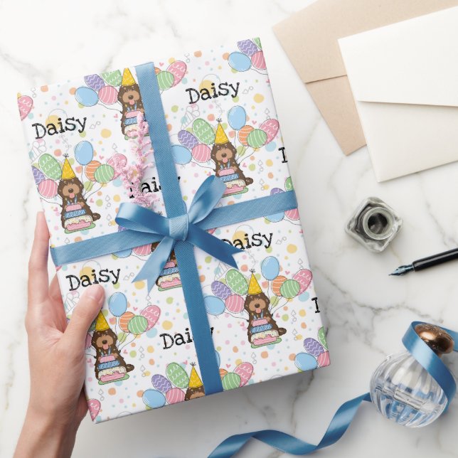 Papel De Regalo Chocolate Tan Cockapoo Cavapoo Perro Cumpleaños (Regalar)