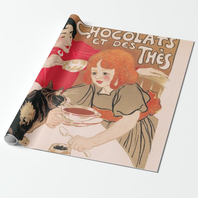 Papel De Regalo Chocolates franceses y Poster Steinlen (Desenrollado)