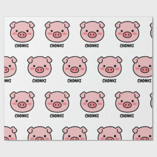 Papel De Regalo Chonki The Lazy Pig - Cute Chonkibao Face
