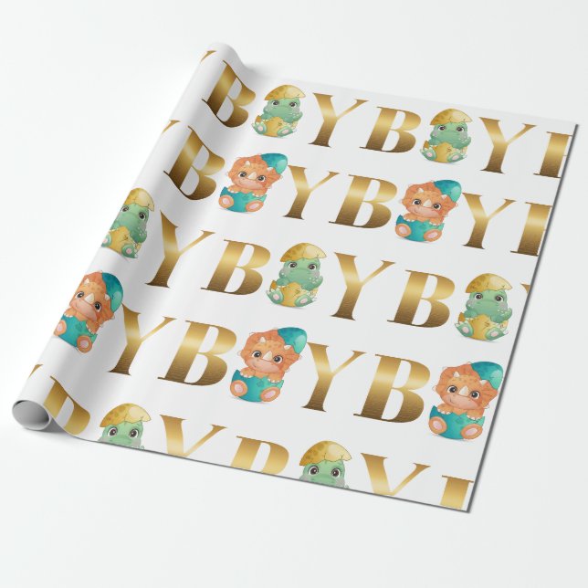 Papel De Regalo Chorriga de niños de los dinosaurios (Desenrollado)
