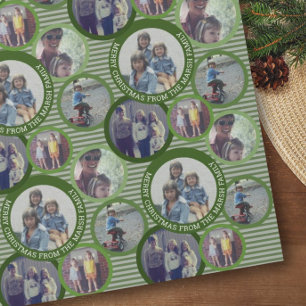 Papel De Regalo Christmas 5 Photo Circle Border with Green Circles