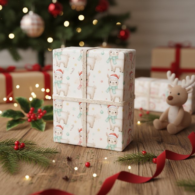 Papel De Regalo Christmas Alpaca Cute Holiday Llama Winter  (Christmas Alpaca Cute Holiday Llama Winter Wrapping Paper)
