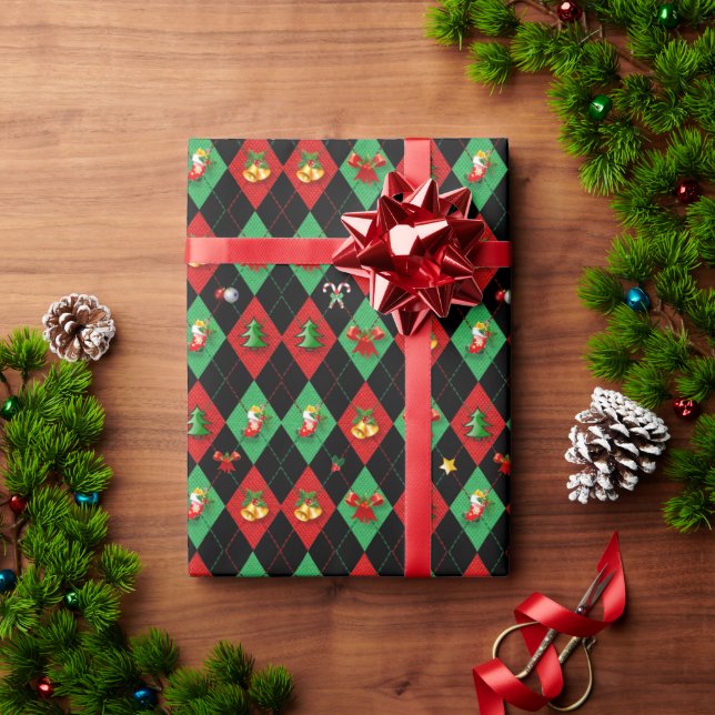 Papel De Regalo Christmas Argyle Diamond Pattern (Regalo de vacaciones)