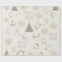 Christmas beige gold wrapping paper