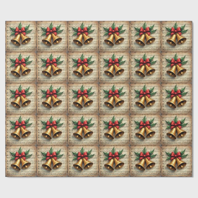 Papel De Regalo Christmas Bells on Sheet Music, (Superficie plana)