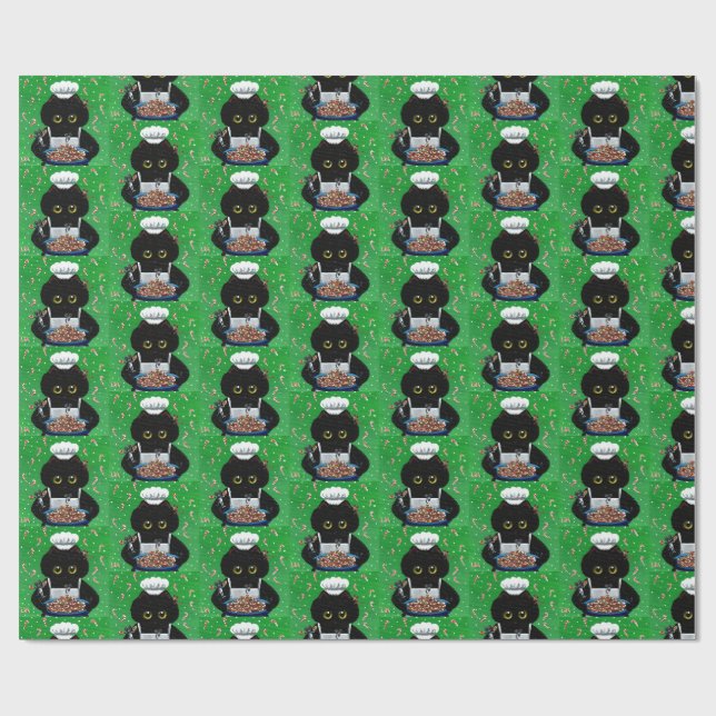 Papel De Regalo Christmas Black Cat Art Painting (Superficie plana)