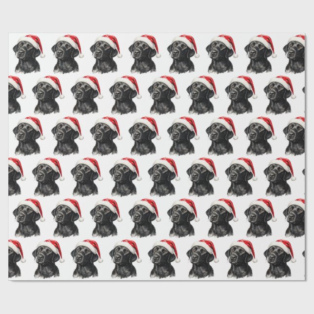 Papel De Regalo Christmas Black Labrador  (Superficie plana)