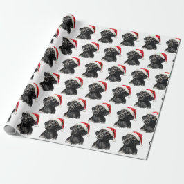 Papel De Regalo Christmas Black Labrador
