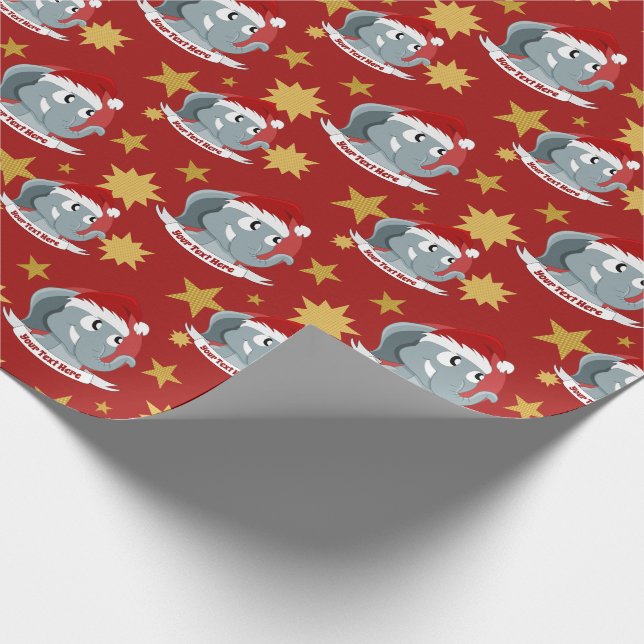 Papel De Regalo Christmas cartoon with a cute elephant wrapping pa (Esquina)