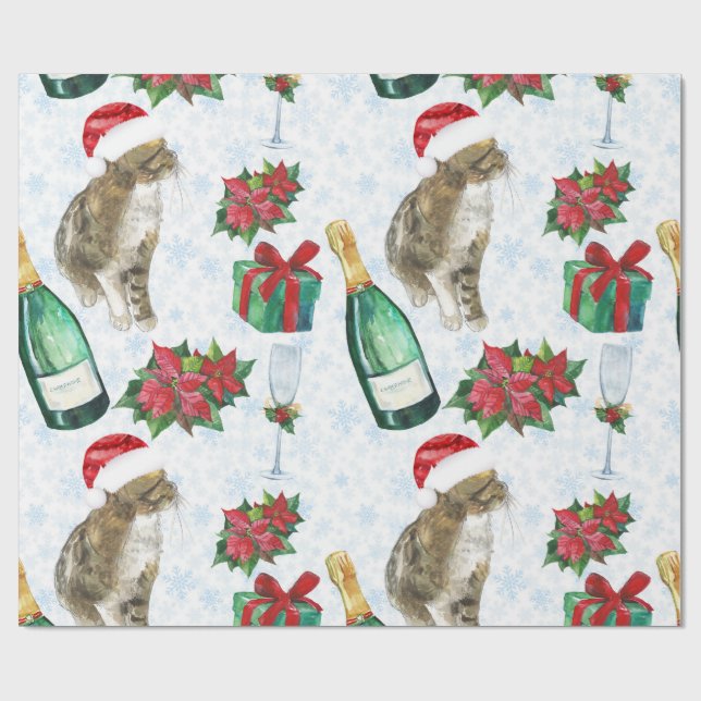 Papel De Regalo Christmas Cat Winter Celebration (Superficie plana)