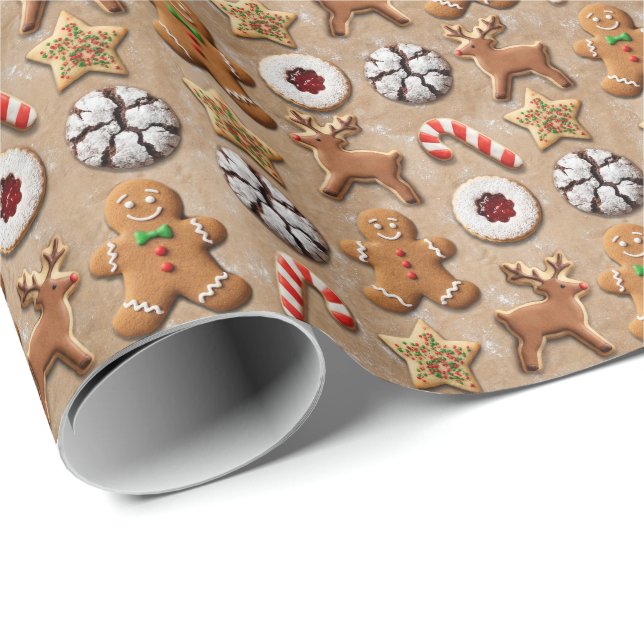 Papel De Regalo Christmas Cookie Wrapping Paper – Festive Holiday  (Esquina del rollo)