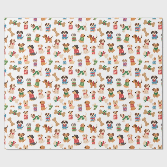 Papel De Regalo Christmas Dog And Bone Colourful Gift Xmas (Superficie plana)