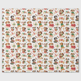 Papel De Regalo Christmas Dog And Gift Bone Colourful Xmas