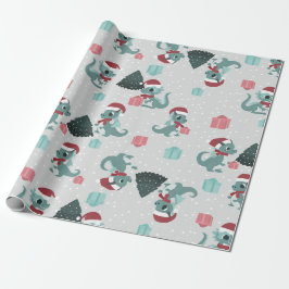 Papel De Regalo christmas dragon santa winter snow cute xmas