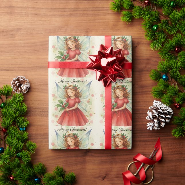 Papel De Regalo Christmas Fairy Watercolor Art (Regalo de vacaciones)