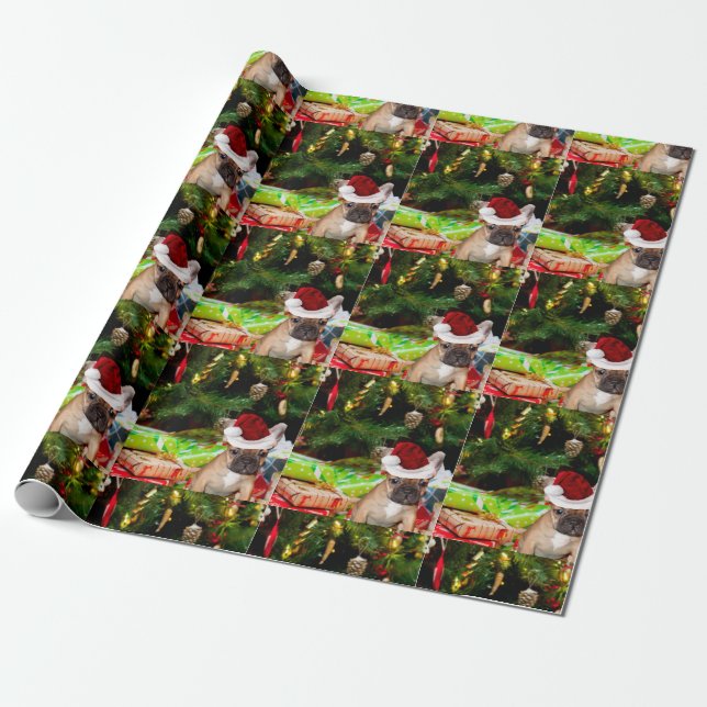 Papel De Regalo Christmas French Bulldog (Desenrollado)