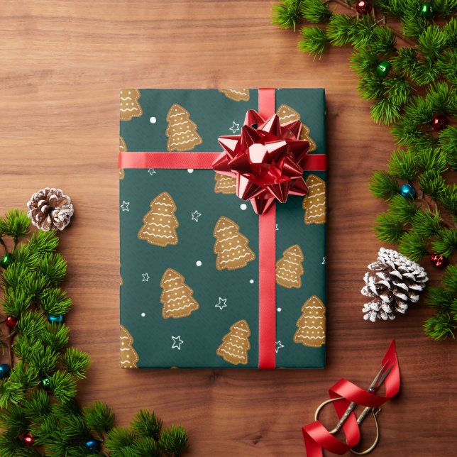 Papel De Regalo Christmas Gingerbread Trees Wrapping Paper (Regalo de vacaciones)